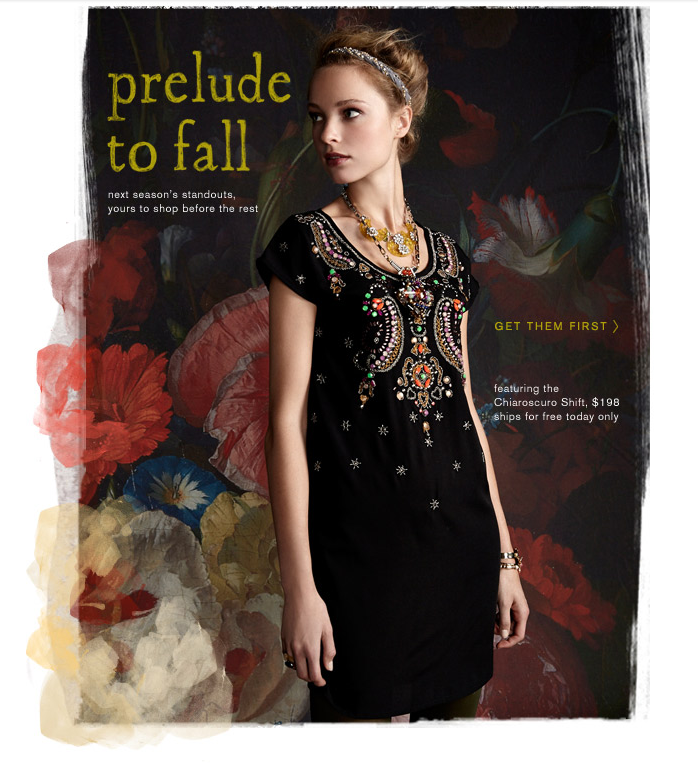 Perk alert! Shop new Anthropologie Fall 2013 items first, and last day for FREE SHIPPING!!!