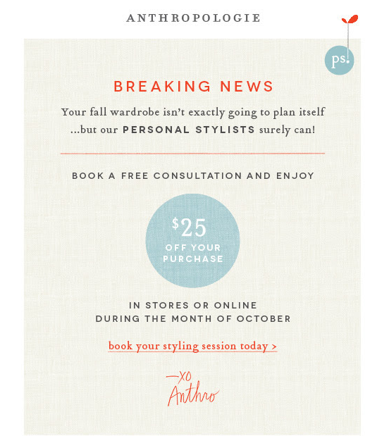 Want $25 off your Anthropologie purchase in October? Here's how to get it...