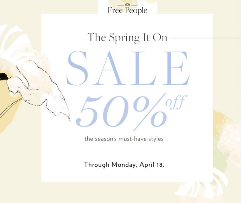 Free People takes 50% off some spring favorites -- today only!!