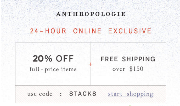 Anthropologie surprises with a great Cyber Monday promo!!