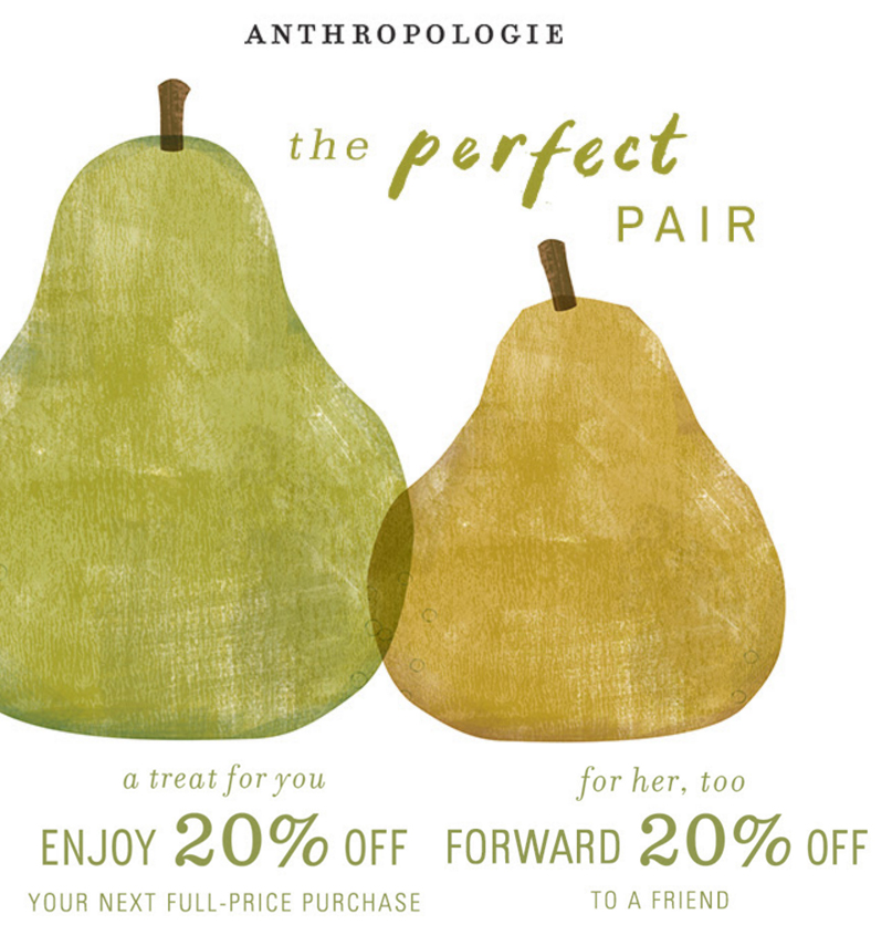 Tomorrow is the last day for Anthropologie's 20% off coupon!!