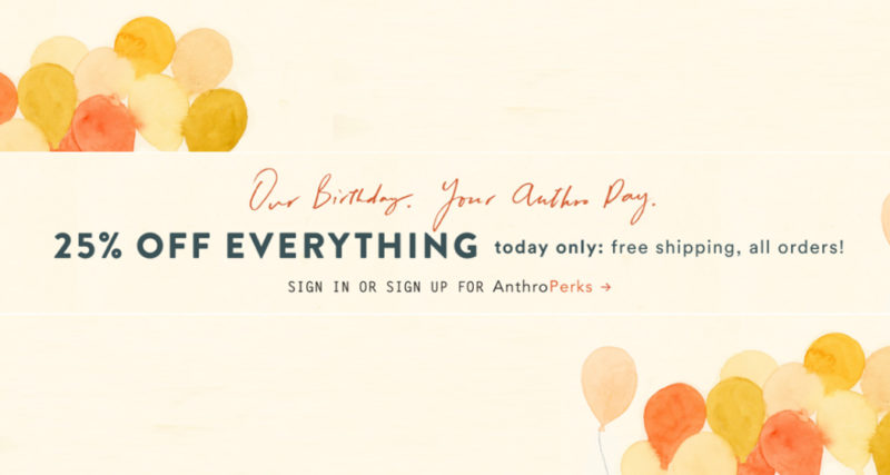 The Anthropologie Birthday celebration brings 25% off + other deals this weekend
