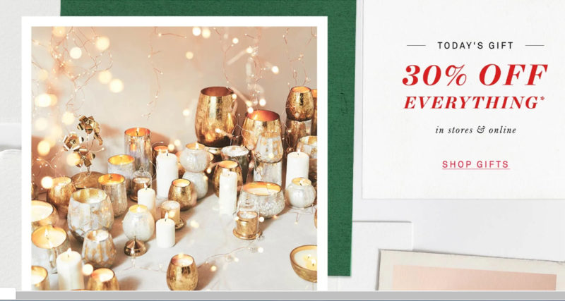 The Anthropologie 2018 pre-Christmas promo offers 30% off, today only!