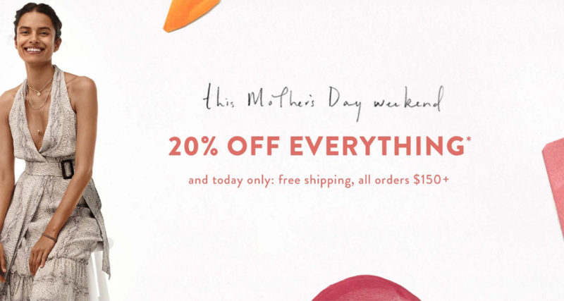 Mother's Day brings 20% off during the Anthropologie May 2019 Promo Weekend